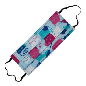Pink Blue & White Cats Adult Cloth Face Mask