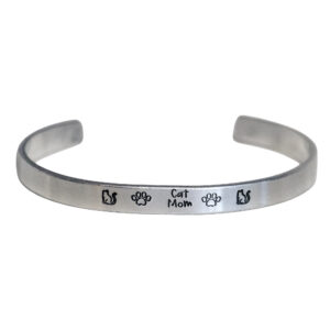 Cat Mom Hand Stamped Bracelet