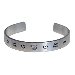 Cat Mom Hand Stamped Bracelet